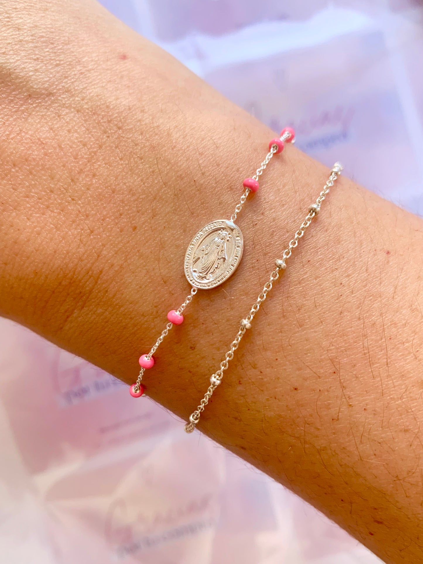 Pulsera Virgen de la Milagrosa Plata de Ley Plata de Ley
