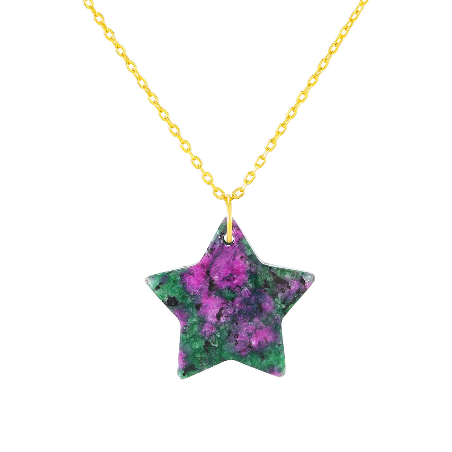 Collar Mineral Estrella Plata de ley / Baño de oro 18k