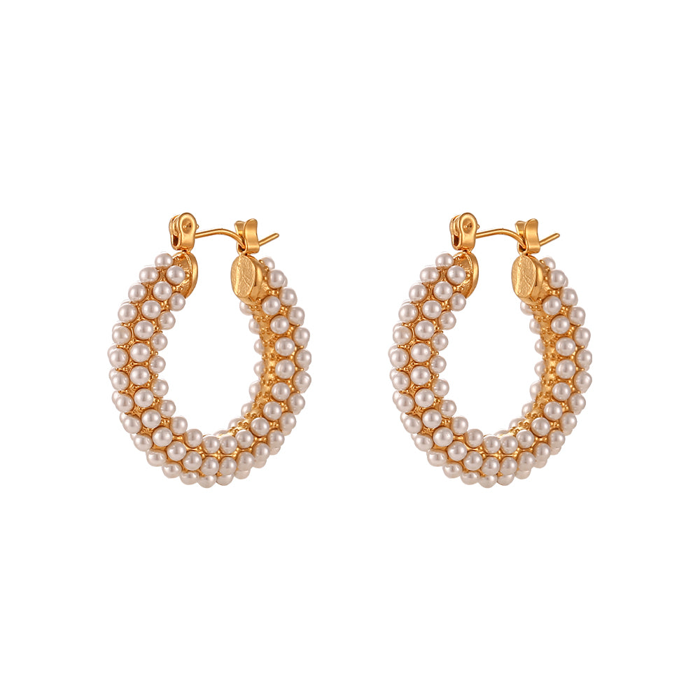Pendientes Perla Aro Acero Inoxidable