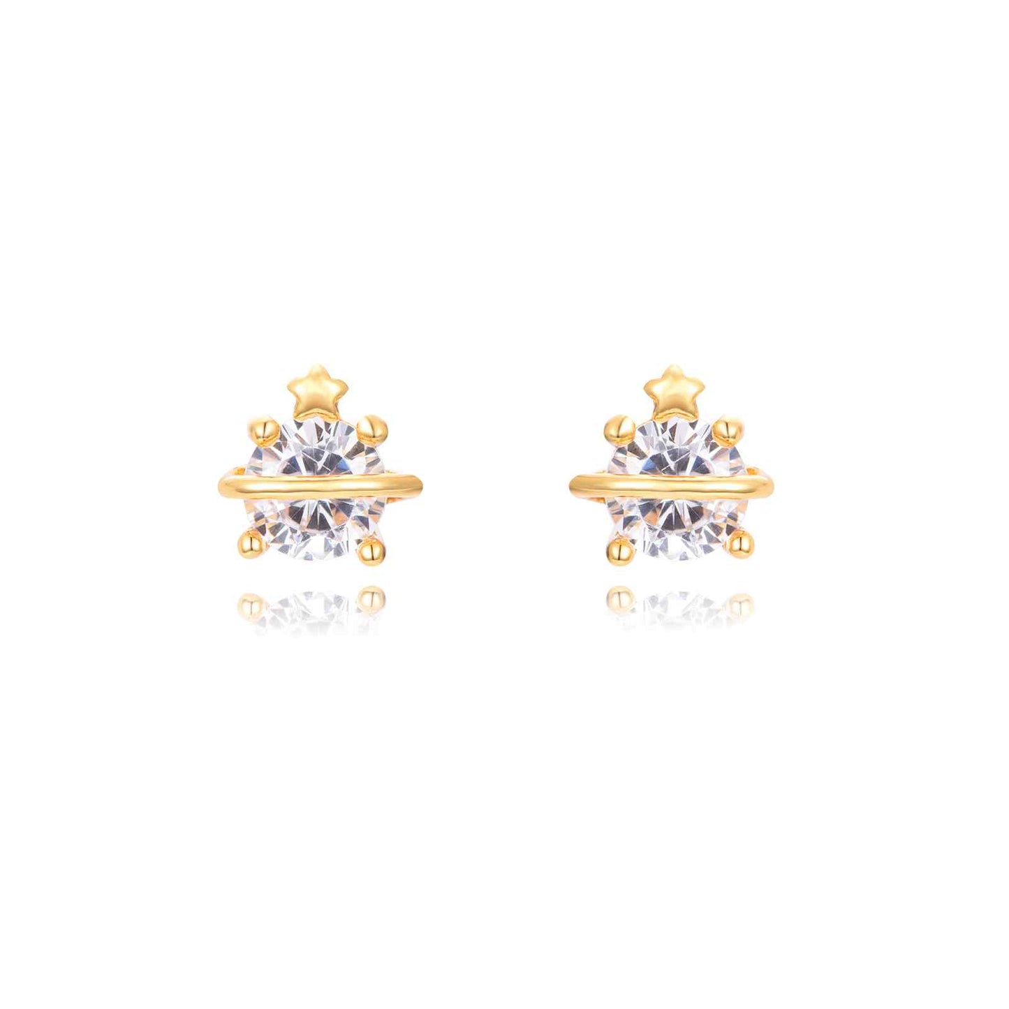 Pendientes Saturno Plata de ley / Baño de oro 18k