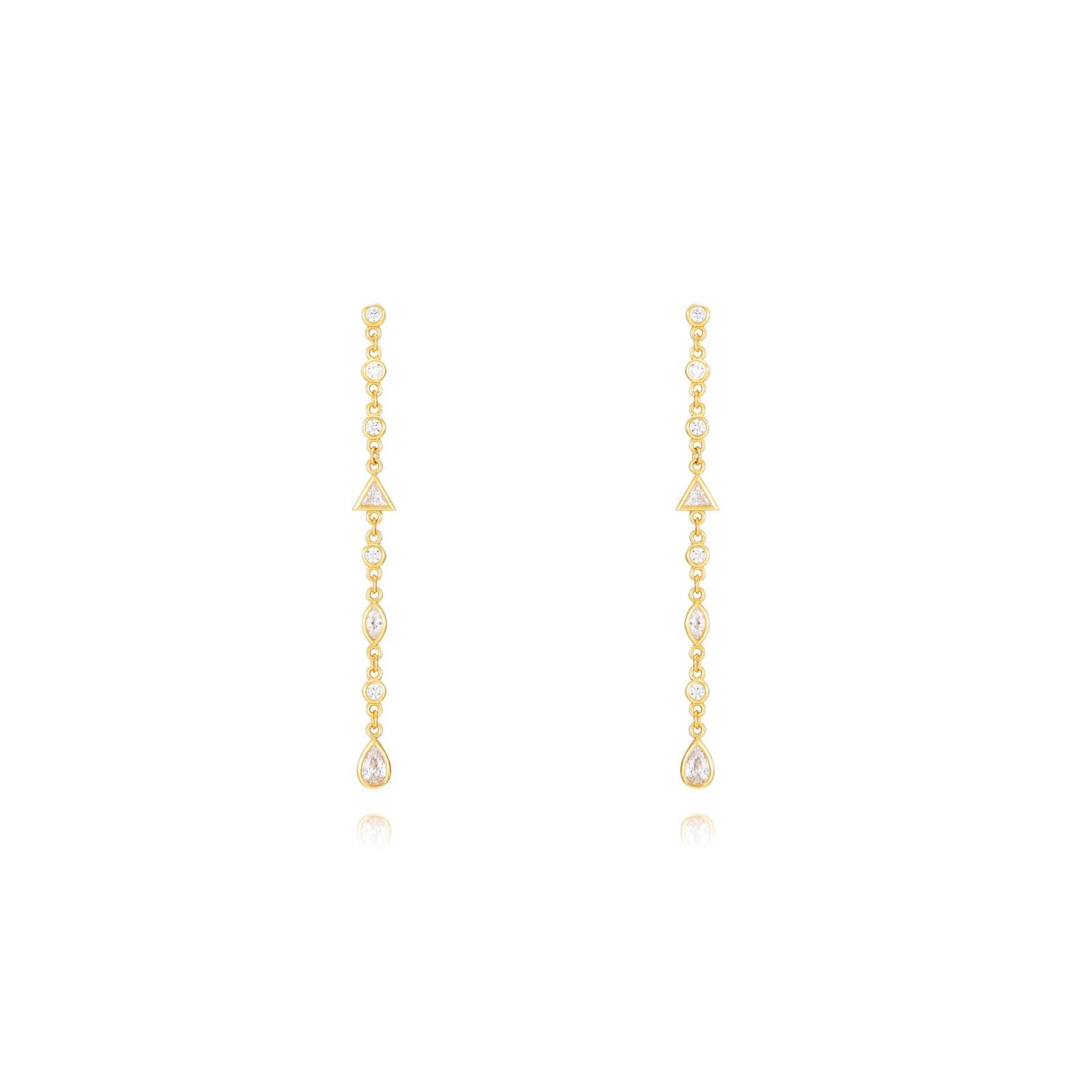 Pendientes Cascada Circonitas Plata de ley / Baño de oro 18k