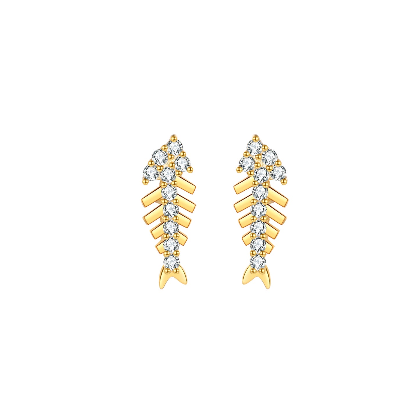 Pendientes Raspas de Pez Circonitas Plata de Ley