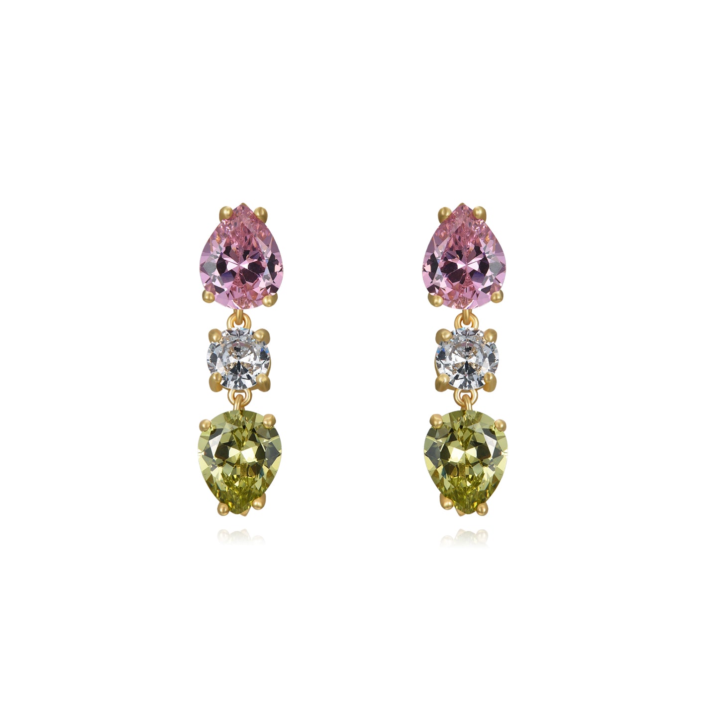 Pendientes Circonitas Multi Plata de ley / Baño de oro 18k