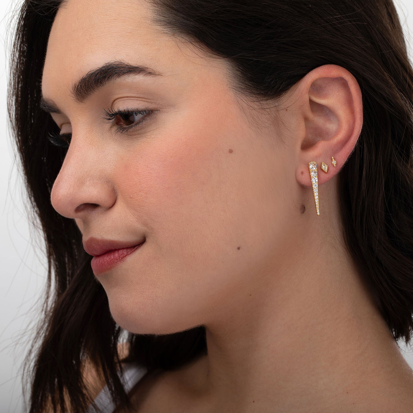 Pendientes Circonitas Triangulo Plata de ley / Baño de oro 18k
