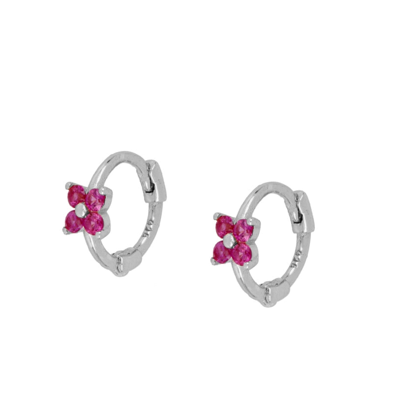 Pendientes Mini Flor Circonita Plata de ley / Baño de oro 18k
