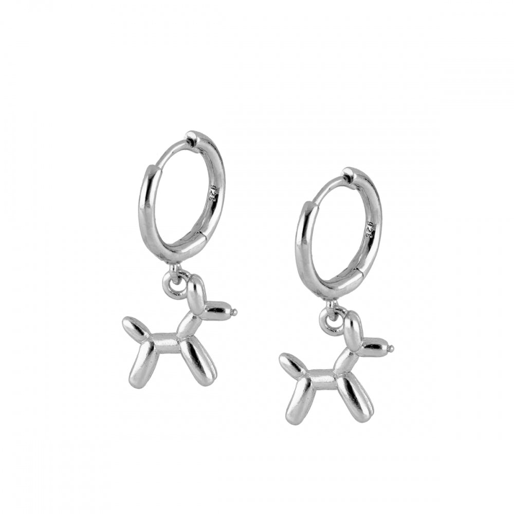 Pendientes aro perrito globo Plata de Ley