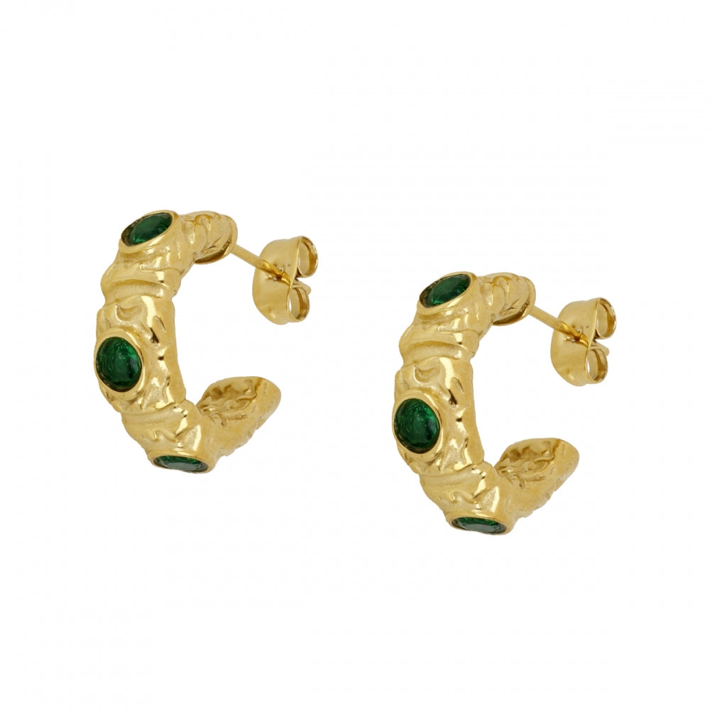 Pendientes Circonitas Verde Acero Inoxidable
