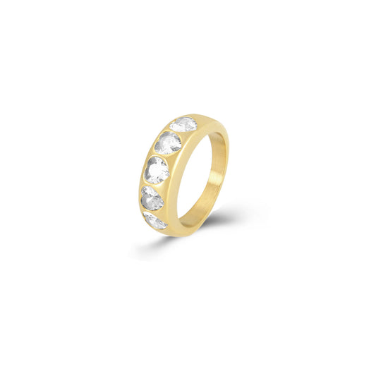 Anillo Acero 5 Corazones