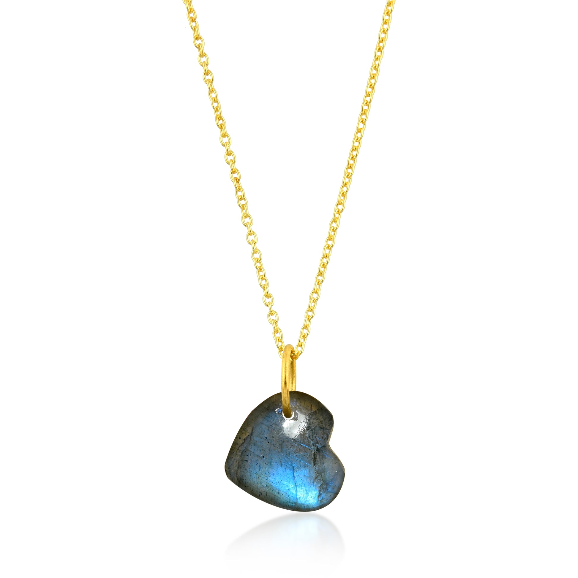 Collar Mineral Corazón Plata de ley / Baño de oro 18k