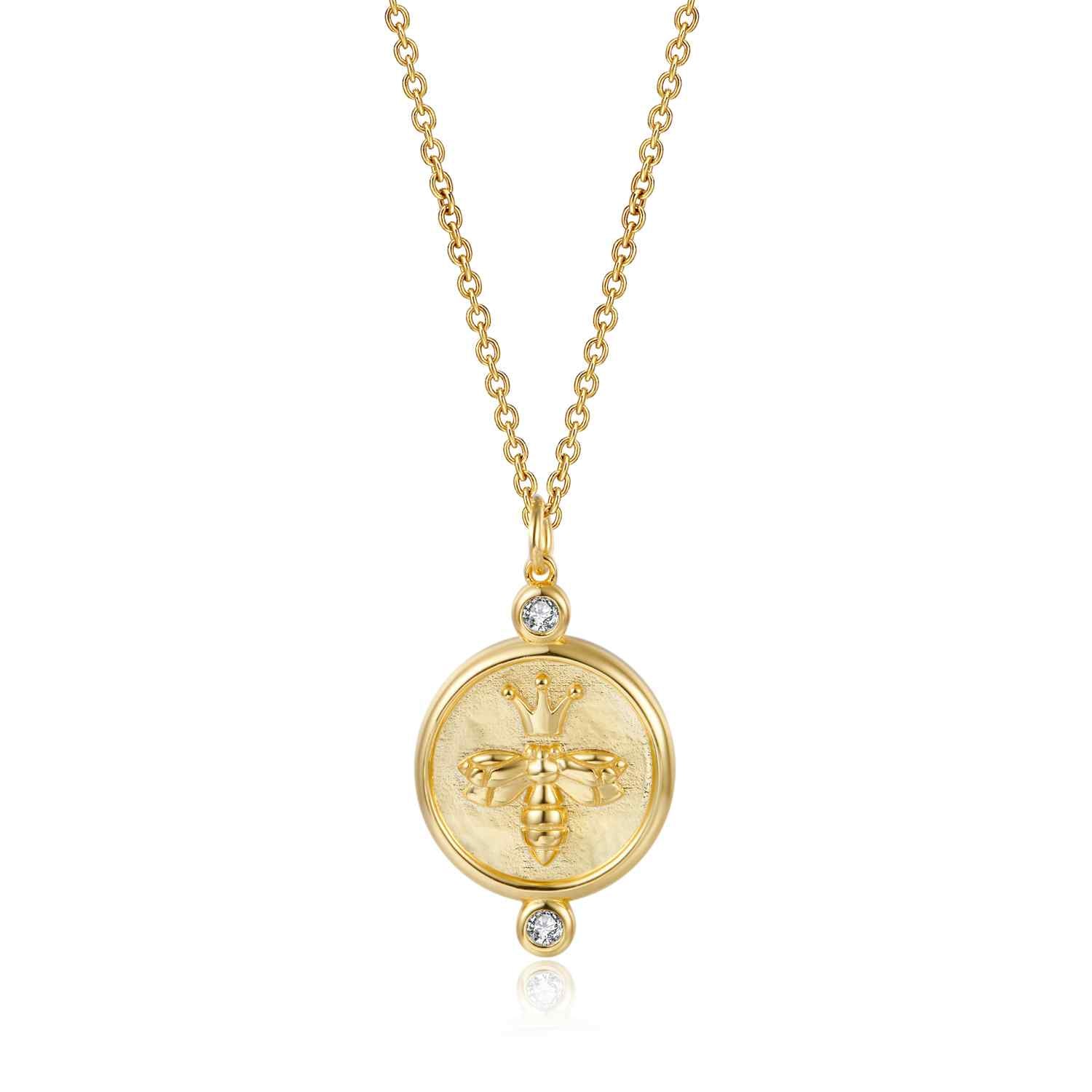 Collar Abeja Plata de ley / Baño de oro 18k