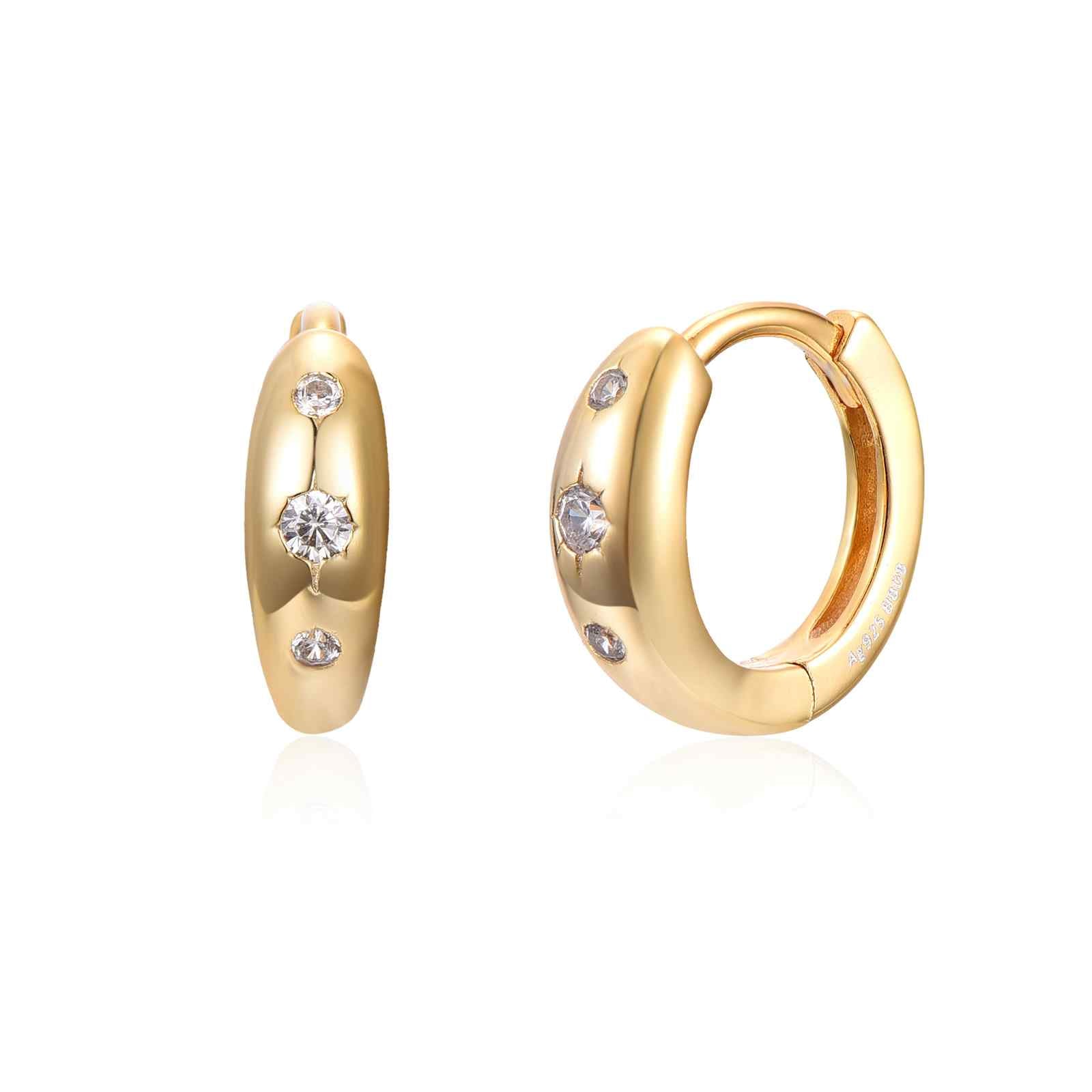 Pendientes Aro Estrella Plata de ley / Baño de oro 18k