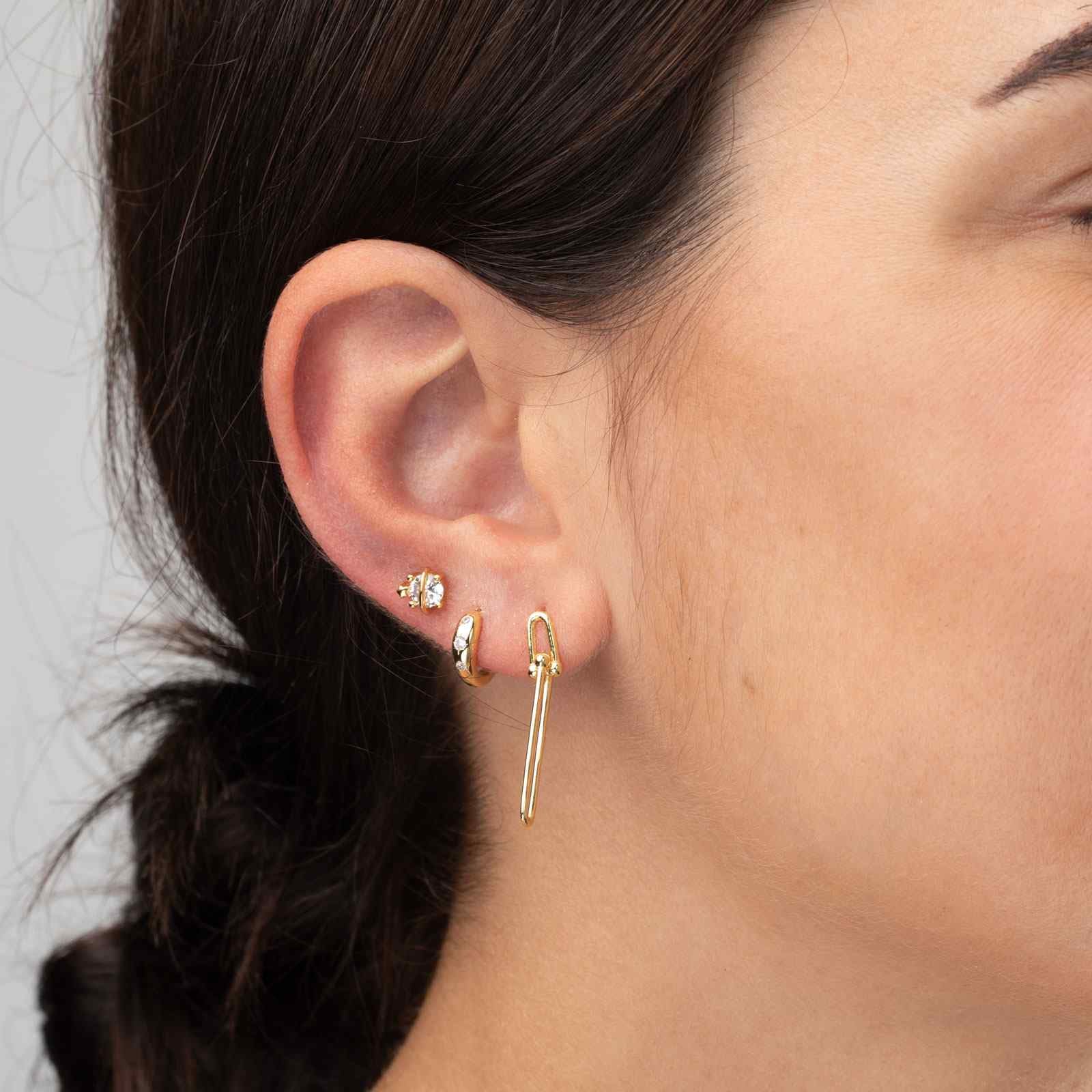 Pendientes Aro Estrella Plata de ley / Baño de oro 18k