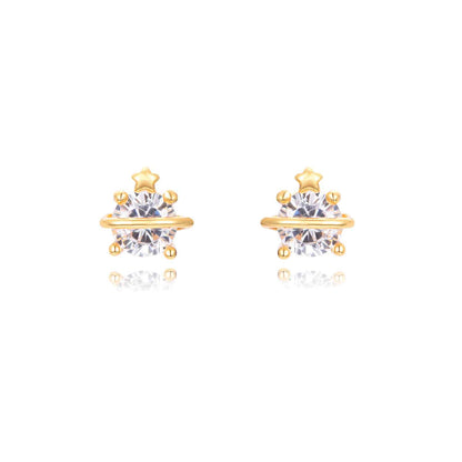 Pendientes Saturno Plata de ley / Baño de oro 18k