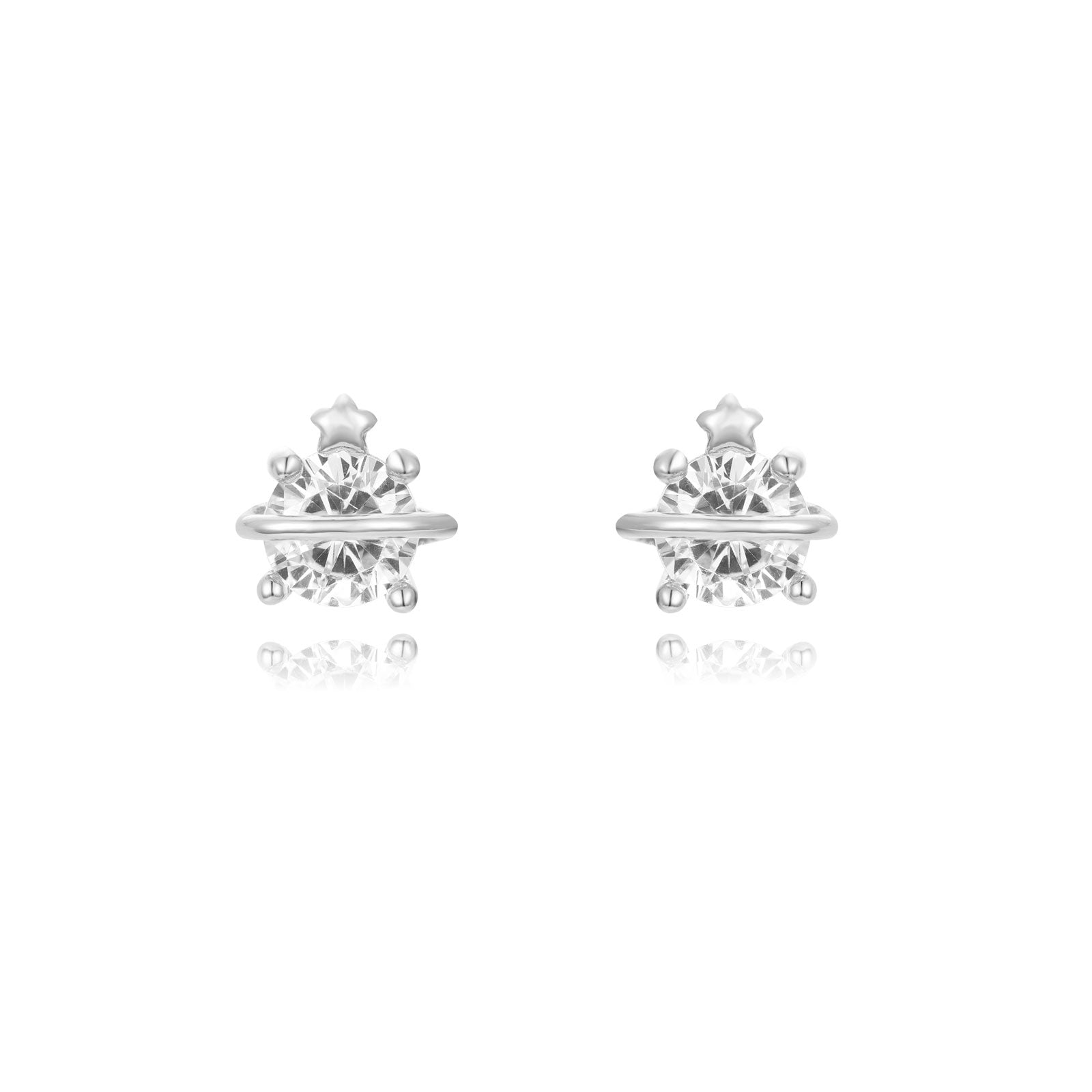 Pendientes Saturno Plata de ley / Baño de oro 18k