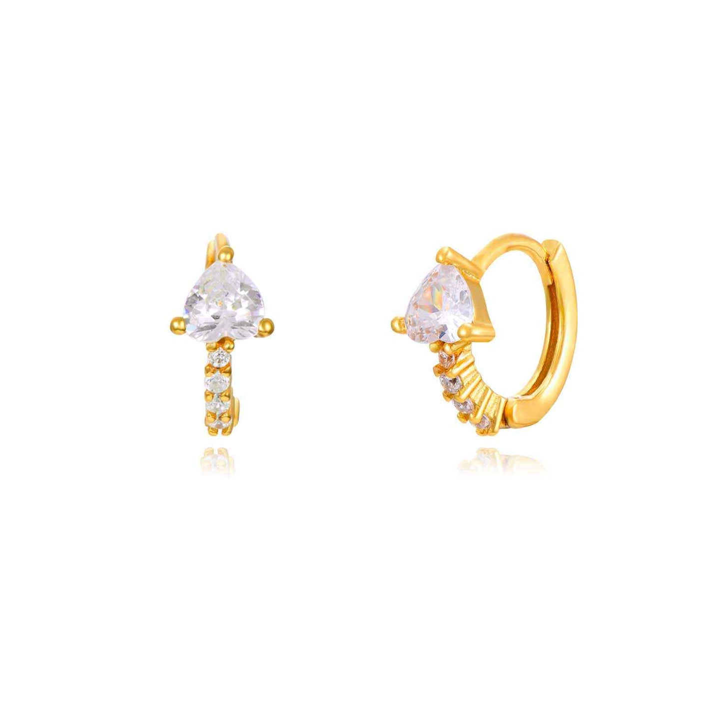 Pendientes Aro Corazón Plata de ley / Baño de oro 18k