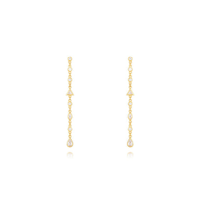 Pendientes Cascada Circonitas Plata de ley / Baño de oro 18k