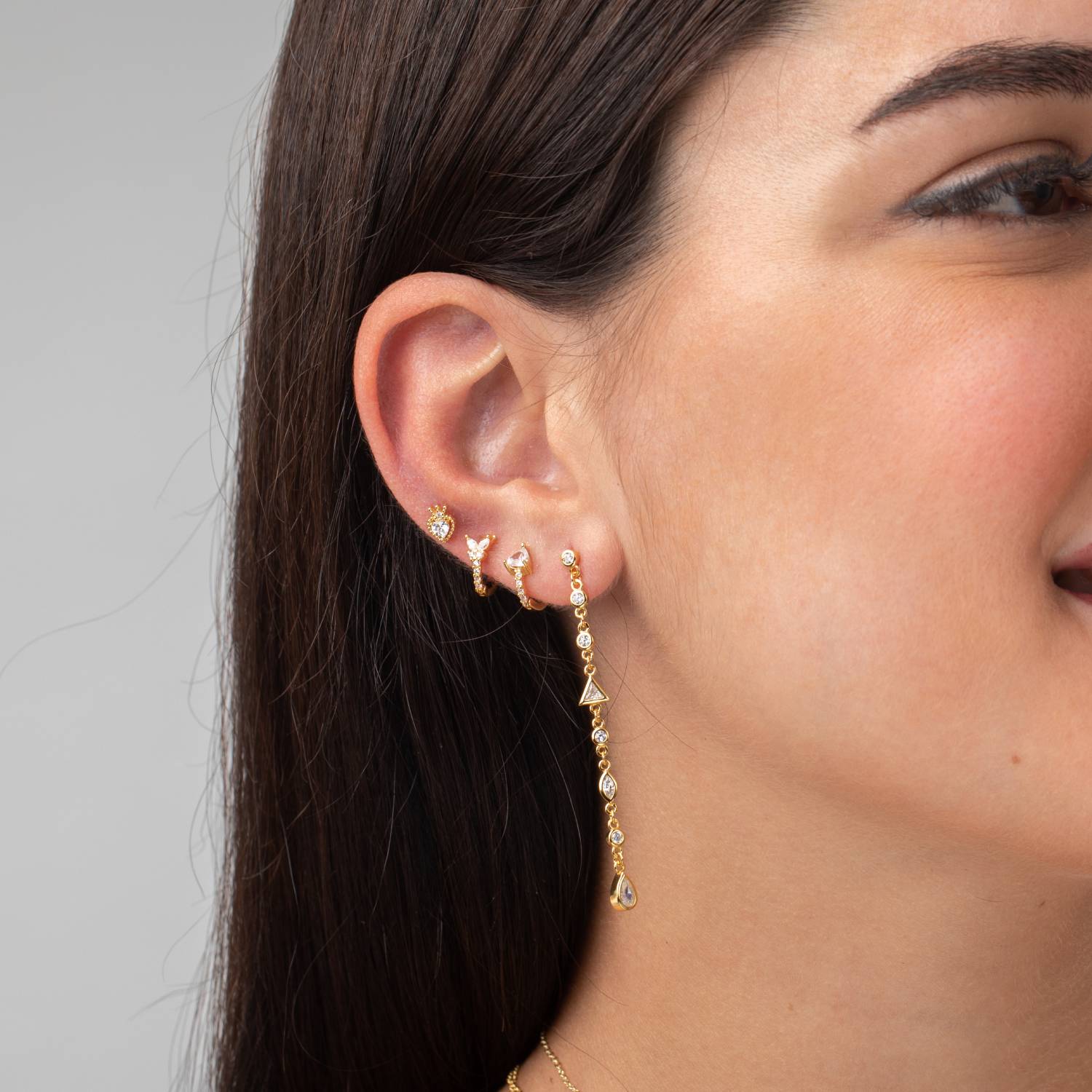 Pendientes Aro Corazón Plata de ley / Baño de oro 18k