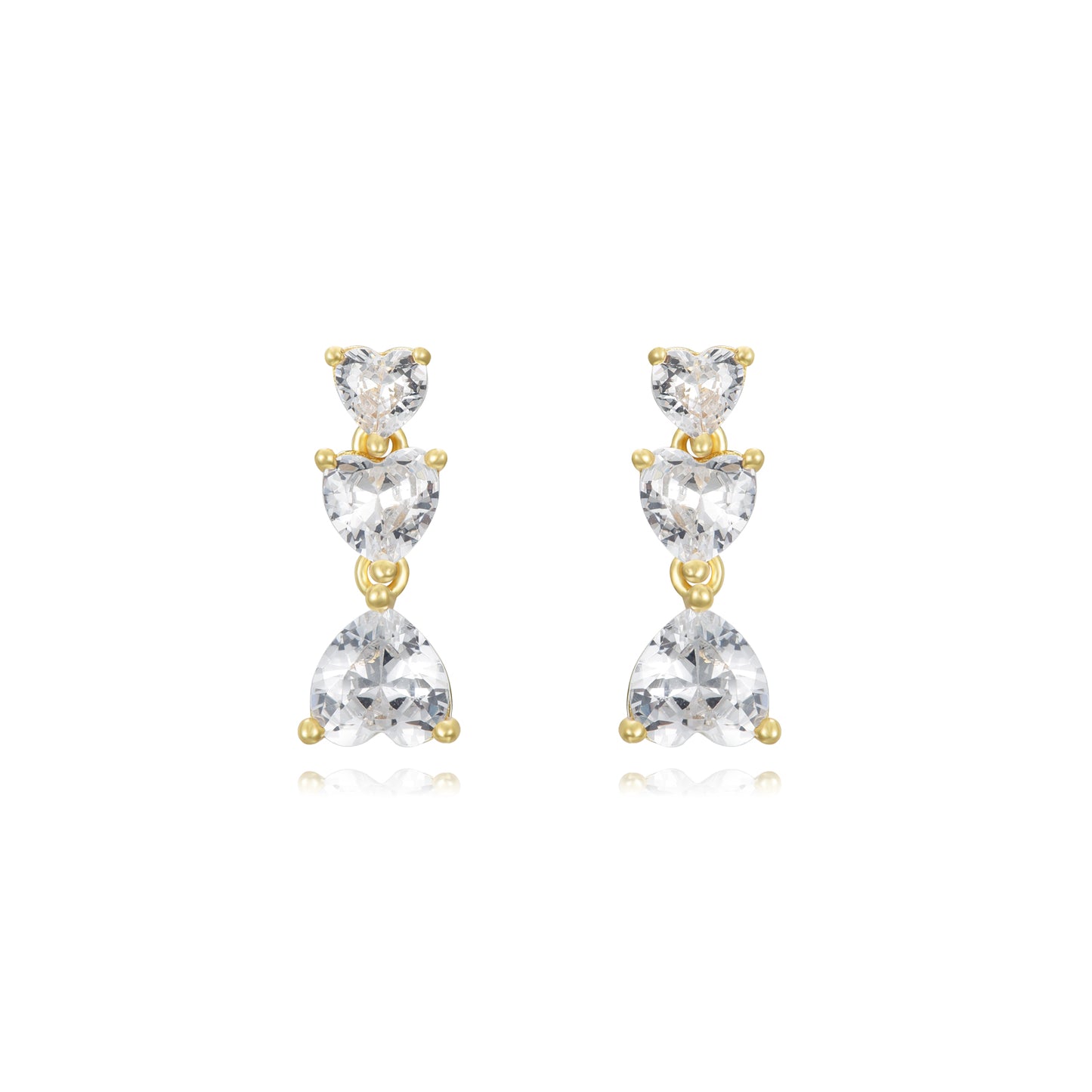 Pendientes Corazón Circonitas Plata de ley / Baño de oro 18k