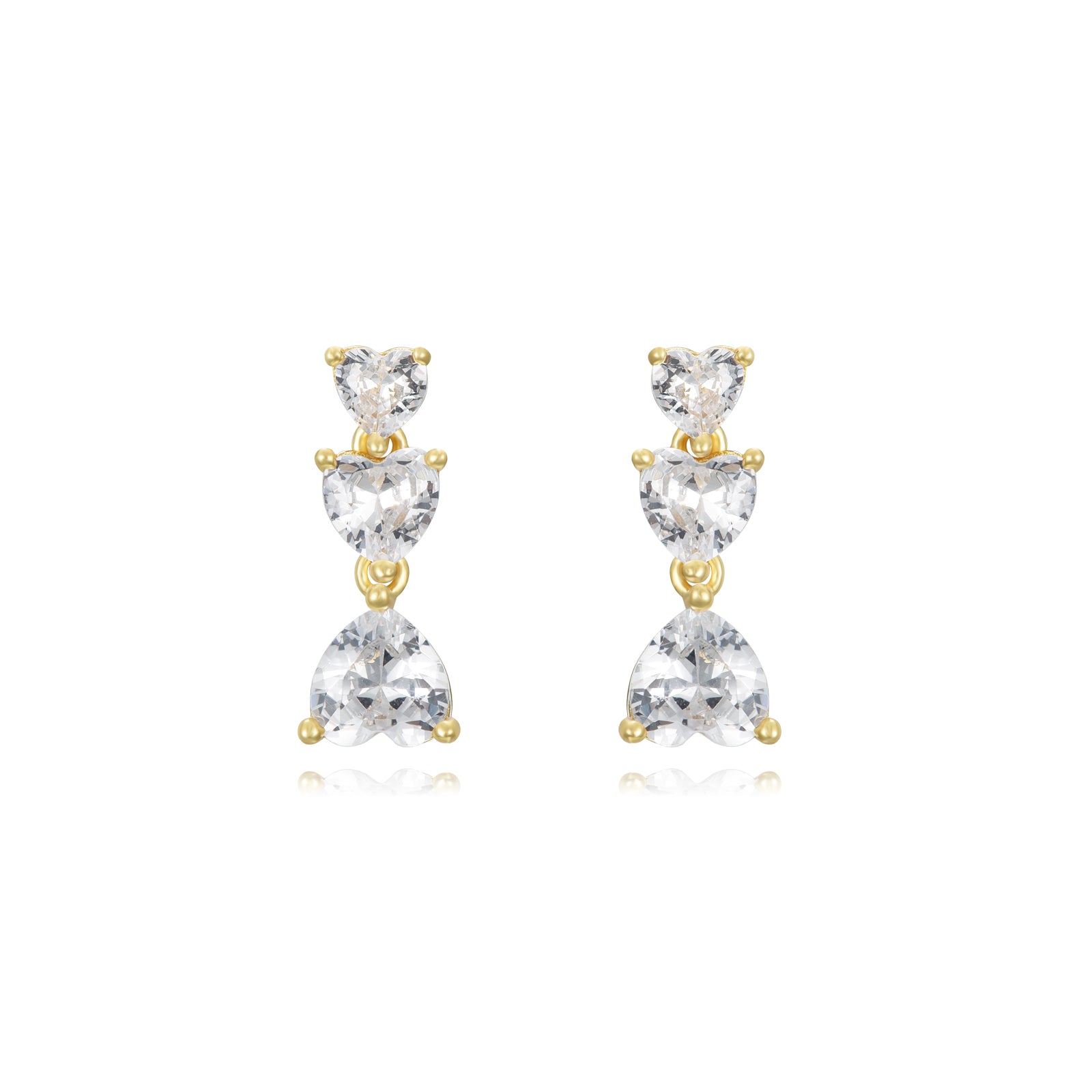 Pendientes Corazón Circonitas Plata de ley / Baño de oro 18k