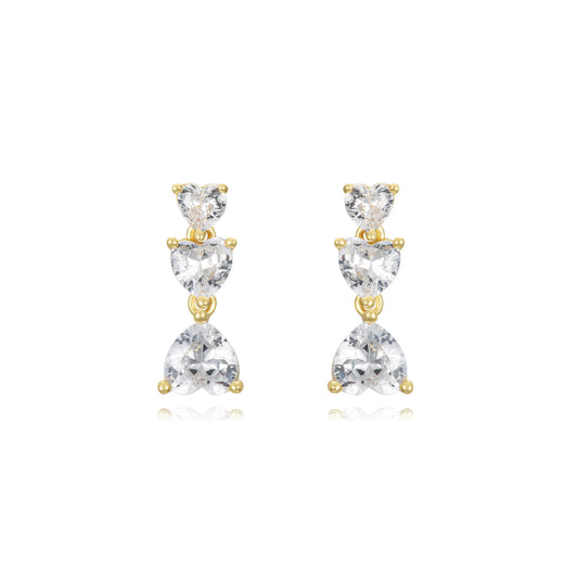 Pendientes Corazón Circonitas Plata de ley / Baño de oro 18k