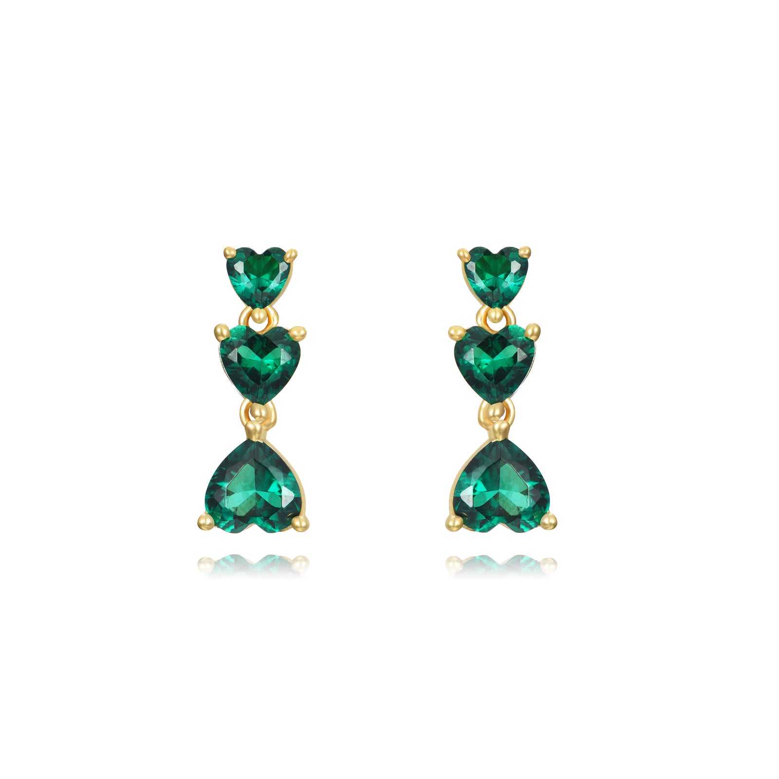 Pendientes Corazón Circonitas Plata de ley / Baño de oro 18k