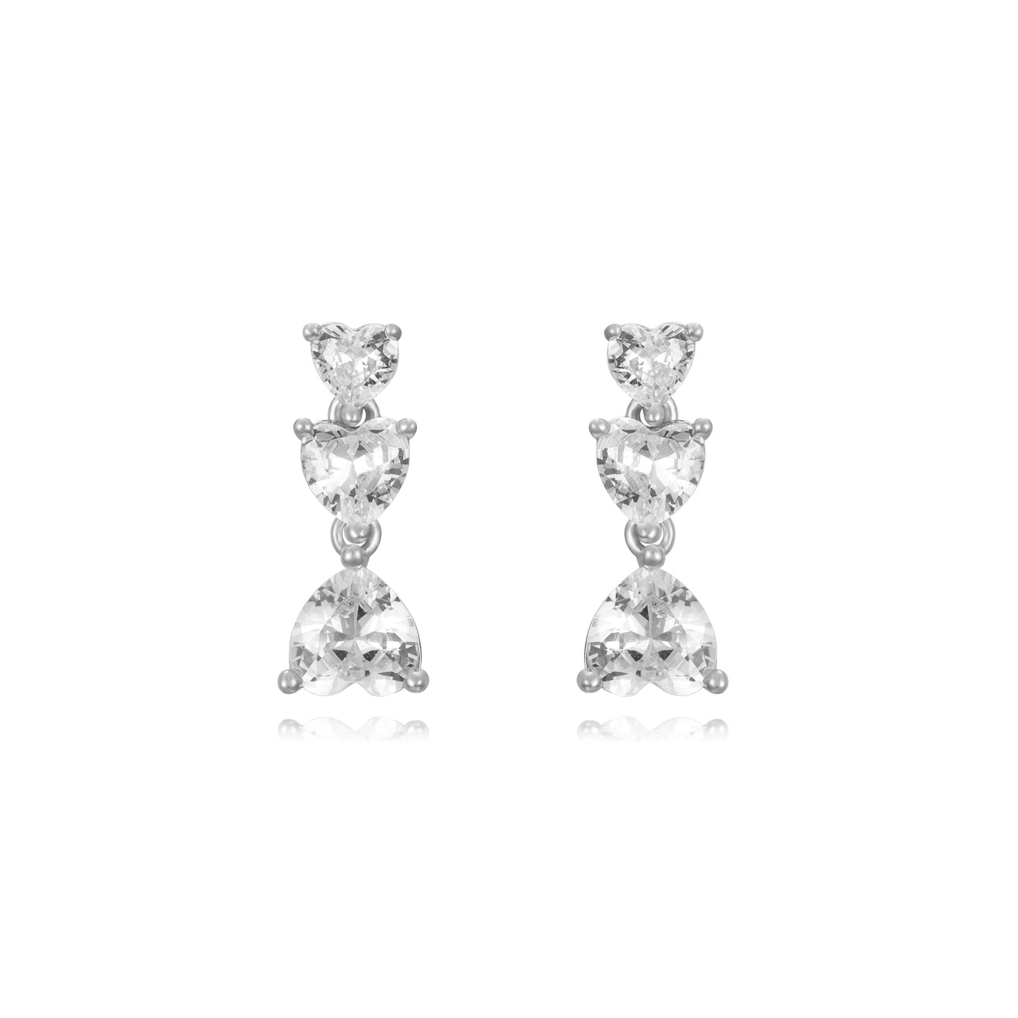 Pendientes Corazón Circonitas Plata de ley / Baño de oro 18k