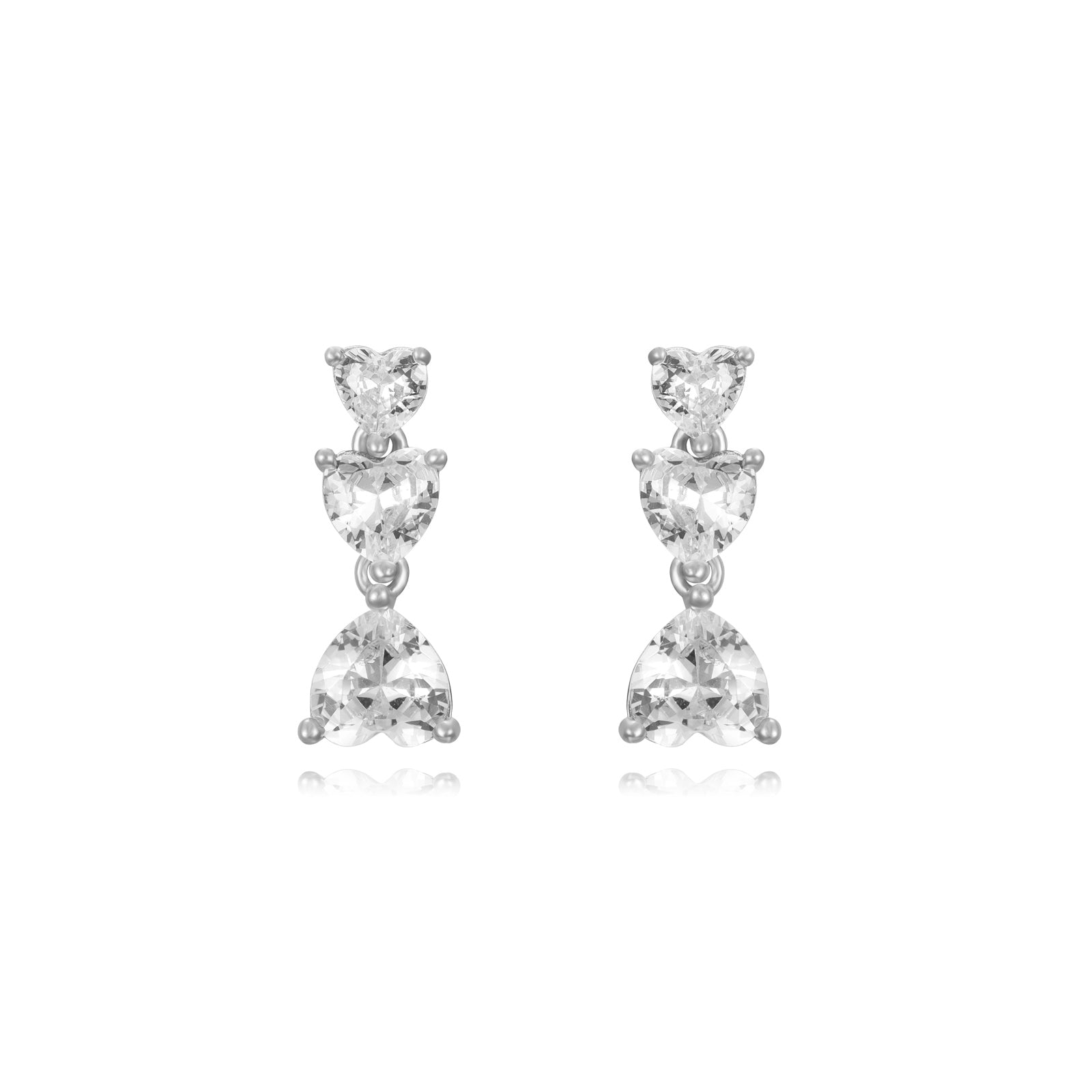 Pendientes Corazón Circonitas Plata de ley / Baño de oro 18k