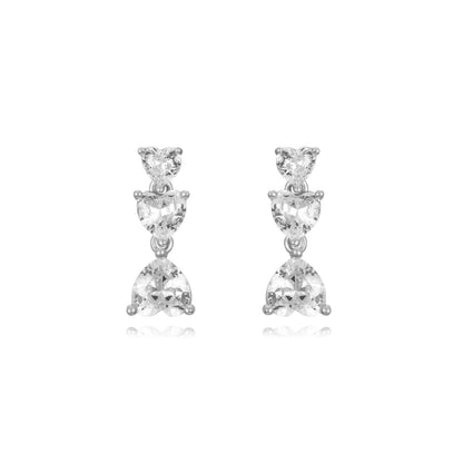Pendientes Corazón Circonitas Plata de ley / Baño de oro 18k
