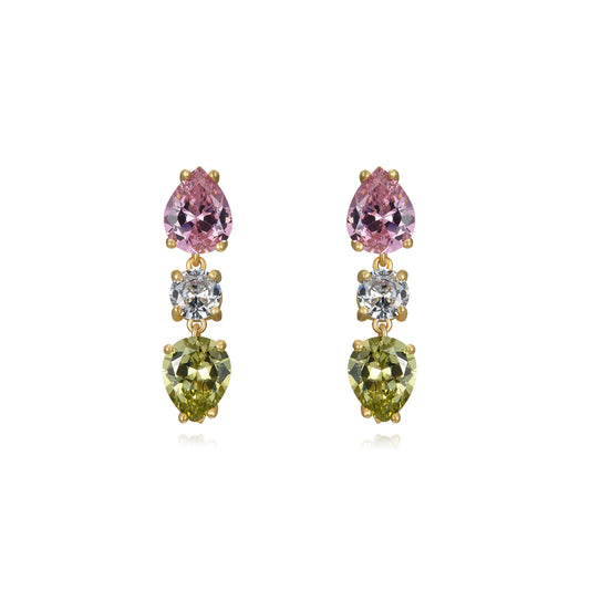 Pendientes Circonitas Multi Plata de ley / Baño de oro 18k