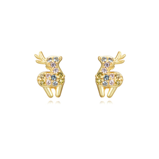 Pendientes Reno Plata de ley / Baño de oro 18k