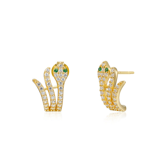 Pendientes Serpiente Plata de ley / Baño de oro 18k