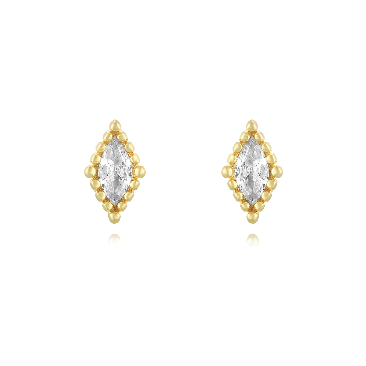Pendientes Circonitas Rombo Plata de ley / Baño de oro 18k