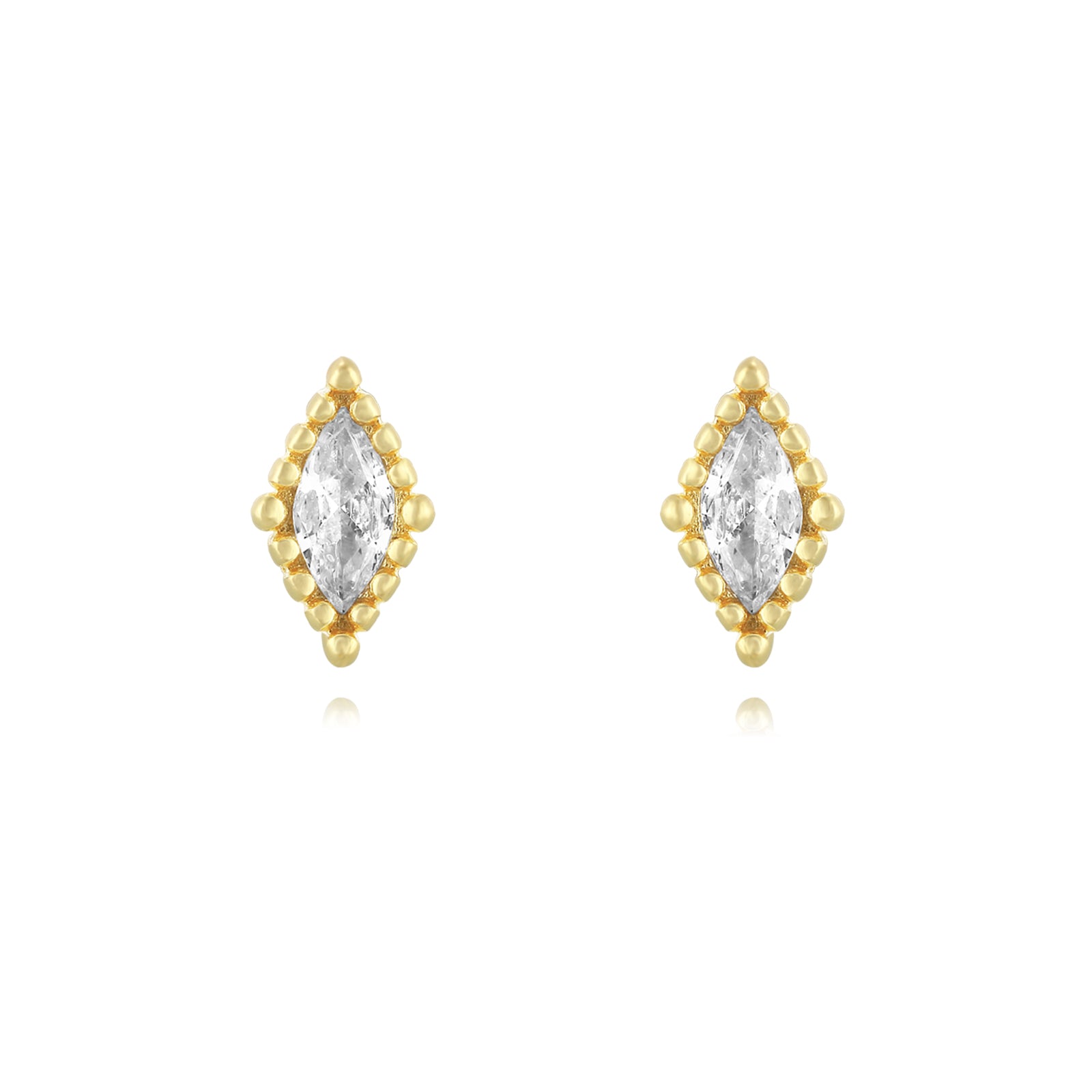 Pendientes Circonitas Rombo Plata de ley / Baño de oro 18k