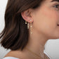 Pendientes Circonitas Aro con Rayas Plata de ley / Baño de oro 18k