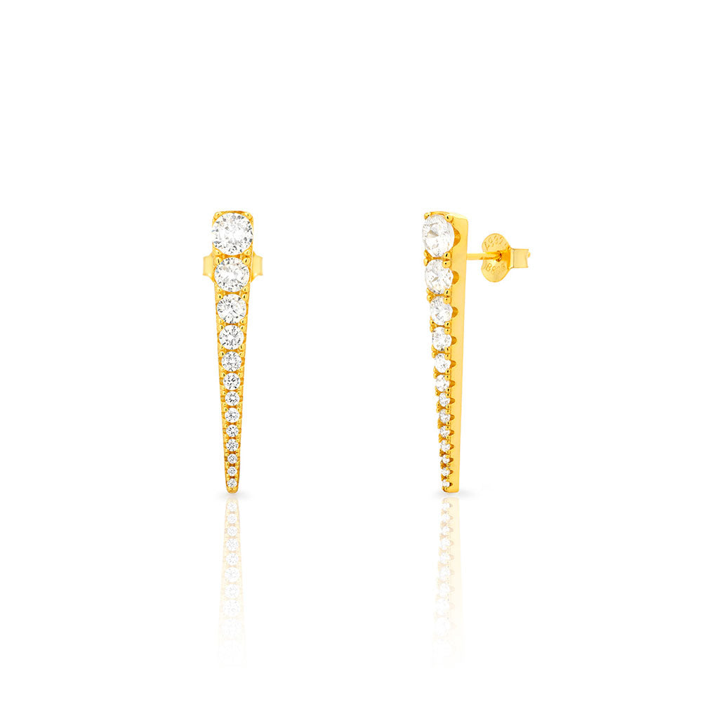 Pendientes Circonitas Triangulo Plata de ley / Baño de oro 18k
