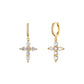 Pendientes Aro Cruz Circonita Plata de ley / Baño de oro 18k