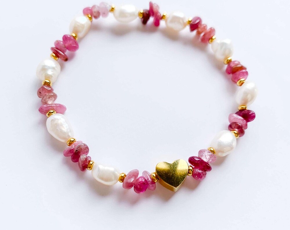 Pink Tourmaline and Pearls Bracelet