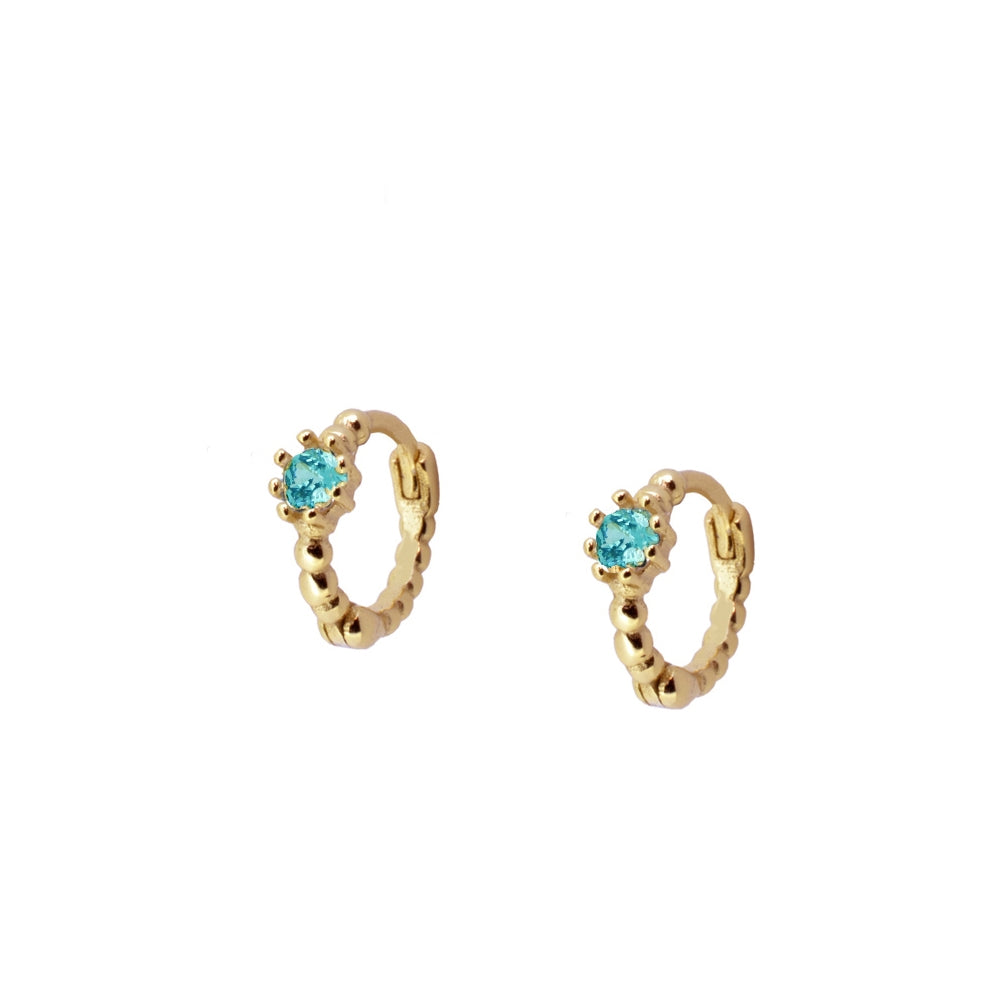 Pendientes Bolitas Circonia Plata de ley / Baño de oro 18k