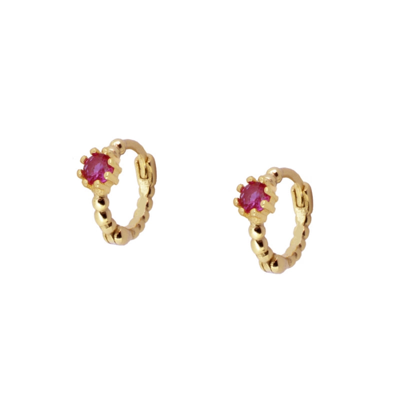 Pendientes Bolitas Circonia Plata de ley / Baño de oro 18k