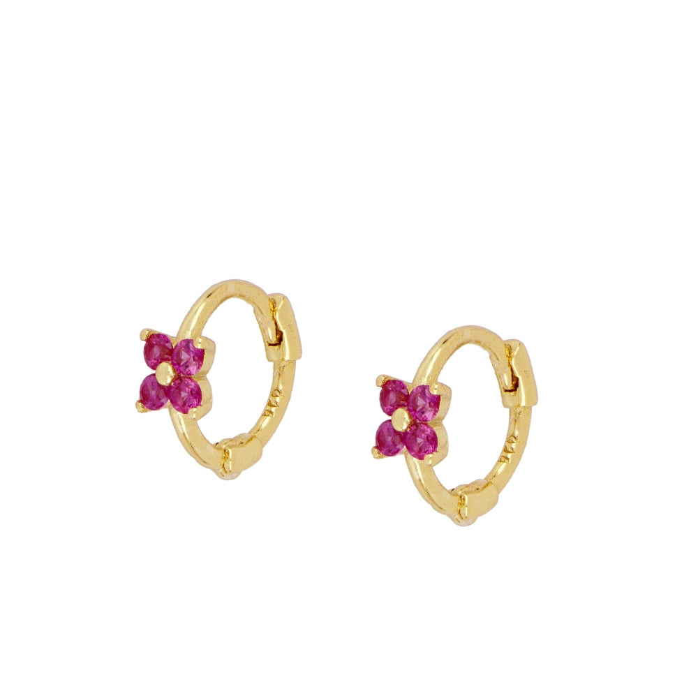 Pendientes Mini Flor Circonita Plata de ley / Baño de oro 18k