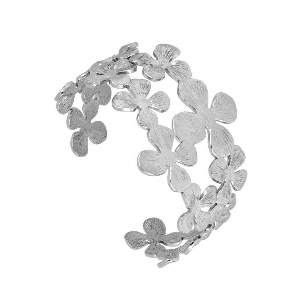 Pulsera Brazalete Flores Acero Inoxidable